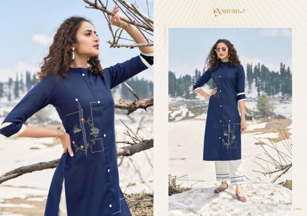 Shubh Nx Allen Designer Cotton Embroidery Kurti With Bottom